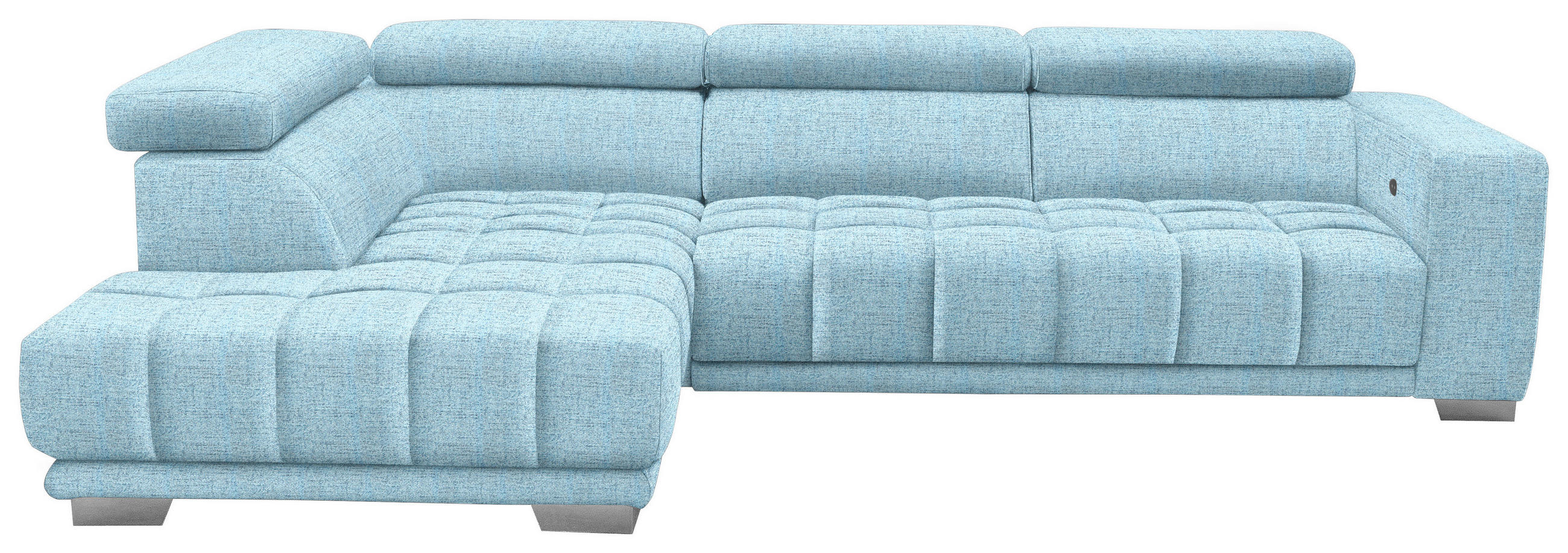 ECKSOFA in Chenille Blau  - Chromfarben/Blau, Design, Textil (207/301cm) - Xora