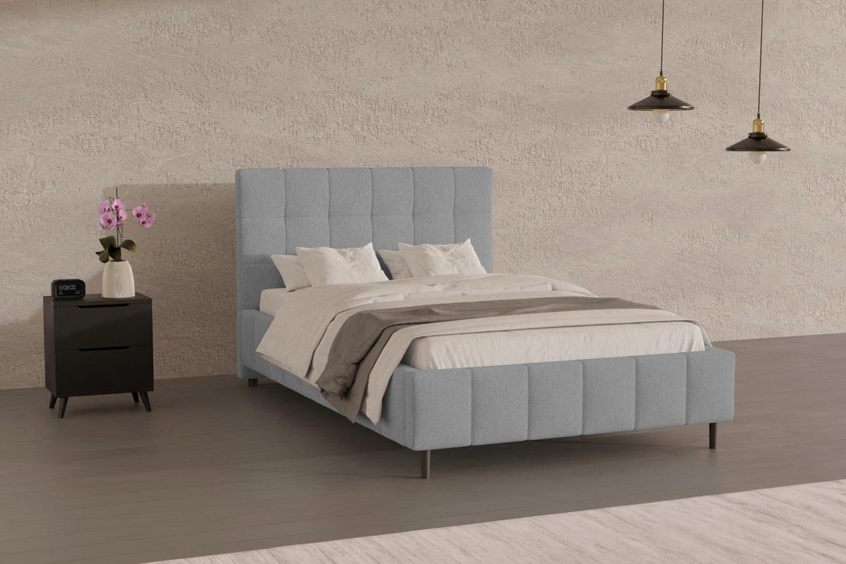 POLSTERBETT 140/200 cm  in Silberfarben  - Silberfarben/Schwarz, MODERN, Holz/Textil (140/200cm) - MID.YOU