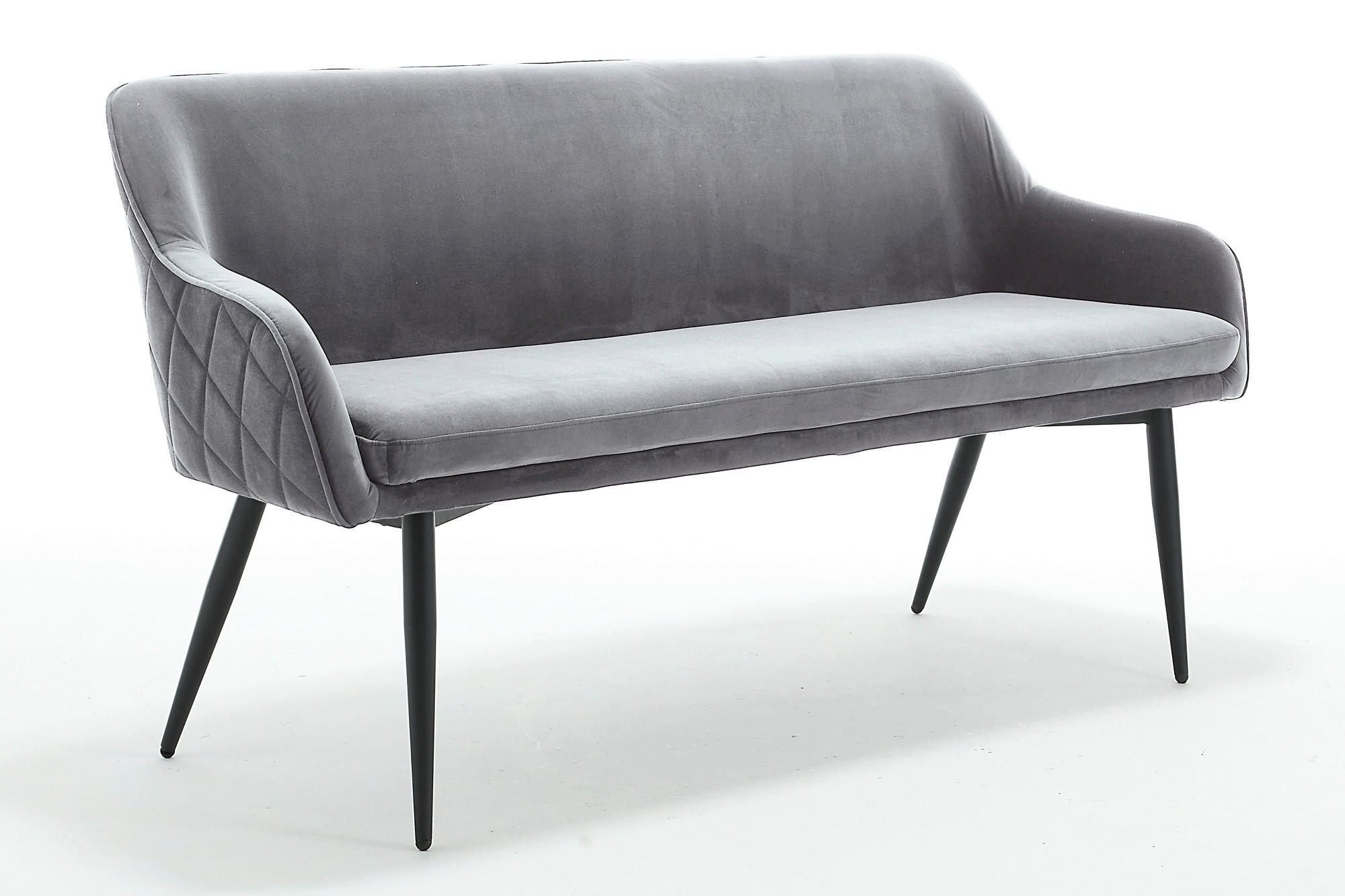 SITZBANK 160/85/61 cm Samt Grau Metall  - Schwarz/Grau, MODERN, Textil/Metall (160/85/61cm) - Livetastic