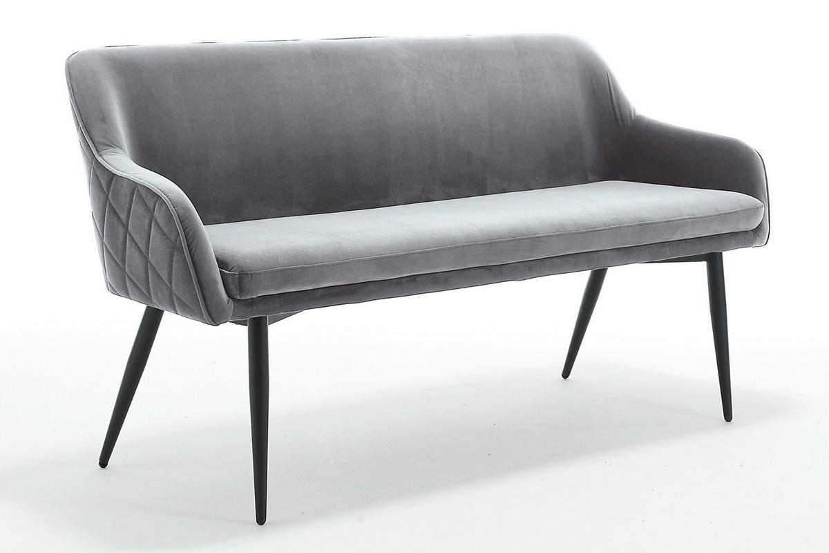 SITZBANK 160/85/61 cm Samt Grau Metall  - Schwarz/Grau, MODERN, Textil/Metall (160/85/61cm) - Livetastic