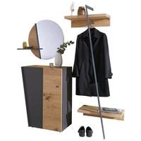 GARDEROBE  in 200/192/44,3 cm  - Wildeiche/Graphitfarben, Natur, Glas/Holz (200/192/44,3cm) - Voglauer
