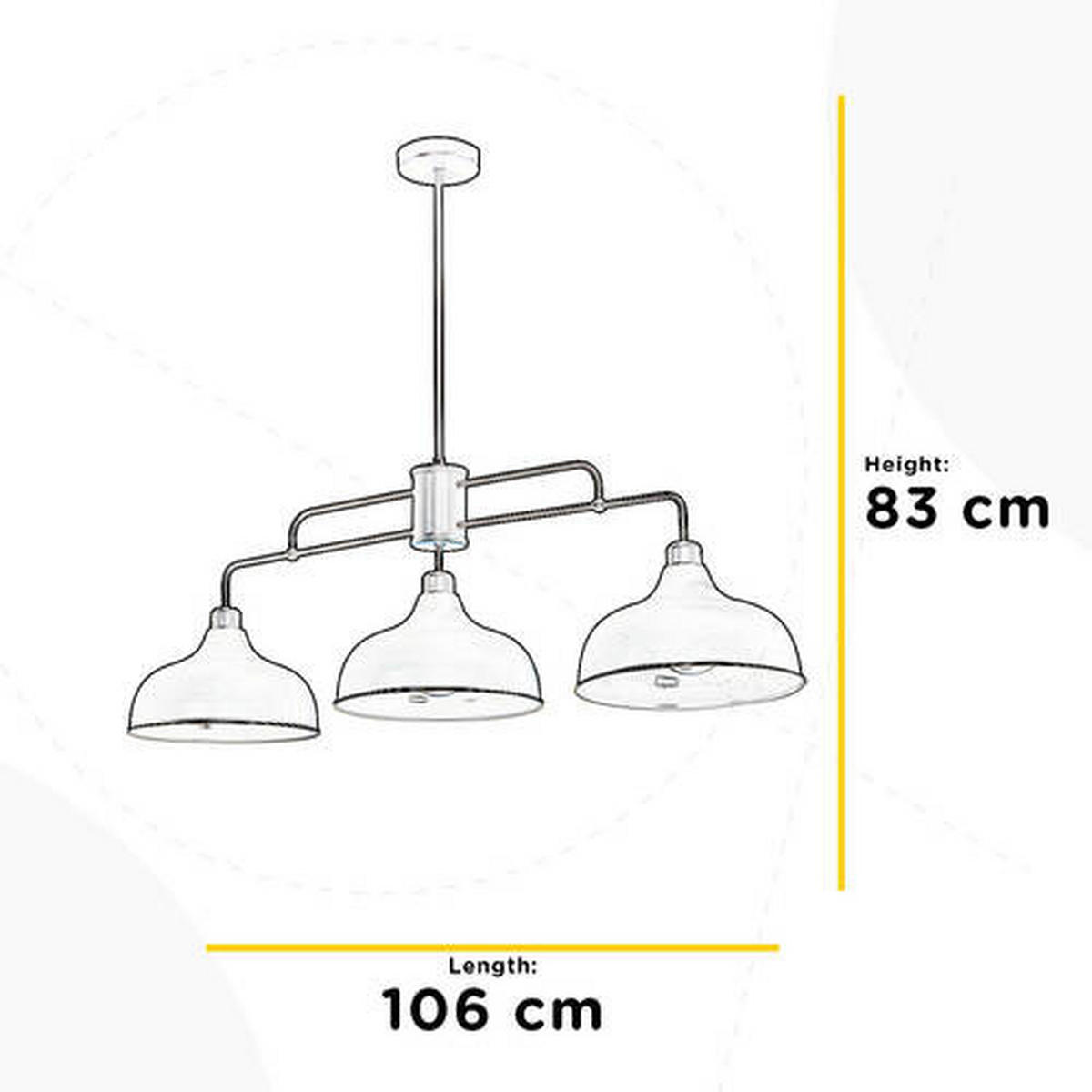 ZÁVĚSNÉ SVÍTIDLO, 106/83/45 cm  - šedá, Konvenční, kov (106/83/45cm)