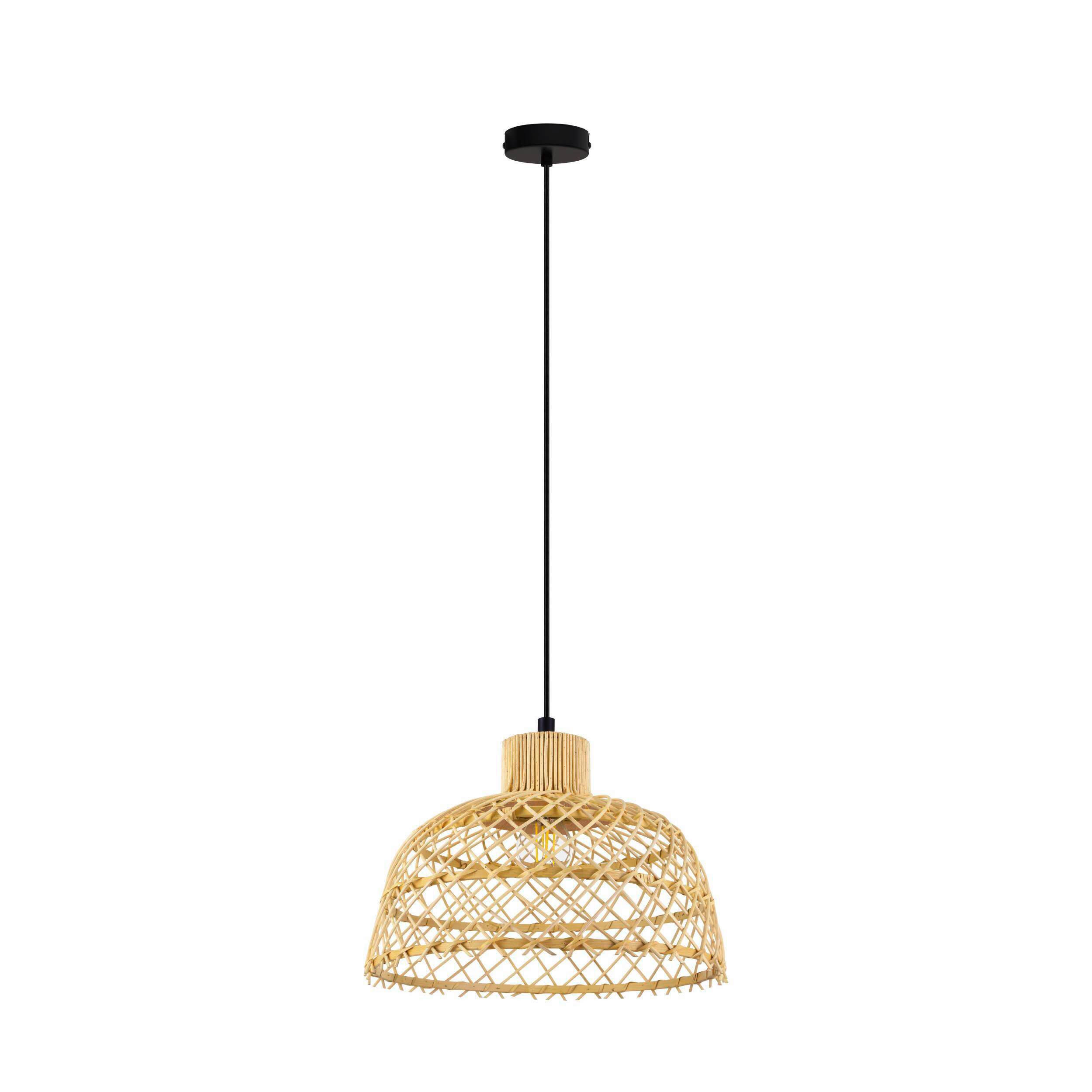 HÄNGLAMPA Ausnby 37/110 cm  - svart/naturfärgad, Natur, metall/trä (37/110cm) - Eglo