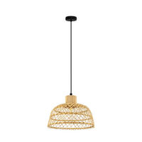 HÄNGLAMPA Ausnby 37/110 cm  - svart/naturfärgad, Natur, metall/trä (37/110cm) - Eglo
