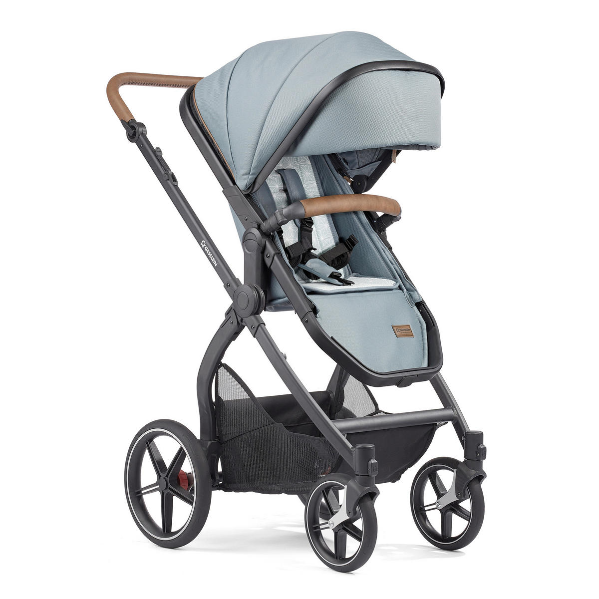 KINDERWAGENSET FX4 Life  - Petrol/Schwarz, Basics, Textil/Metall (57/129/100cm) - Gesslein