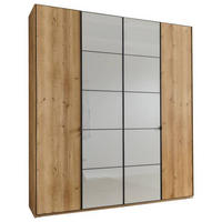 DREHTÜRENSCHRANK in Champagner, Eiche Bianco  - Schieferfarben/Eiche Bianco, Modern, Glas/Holzwerkstoff (200/216/58cm) - Novel