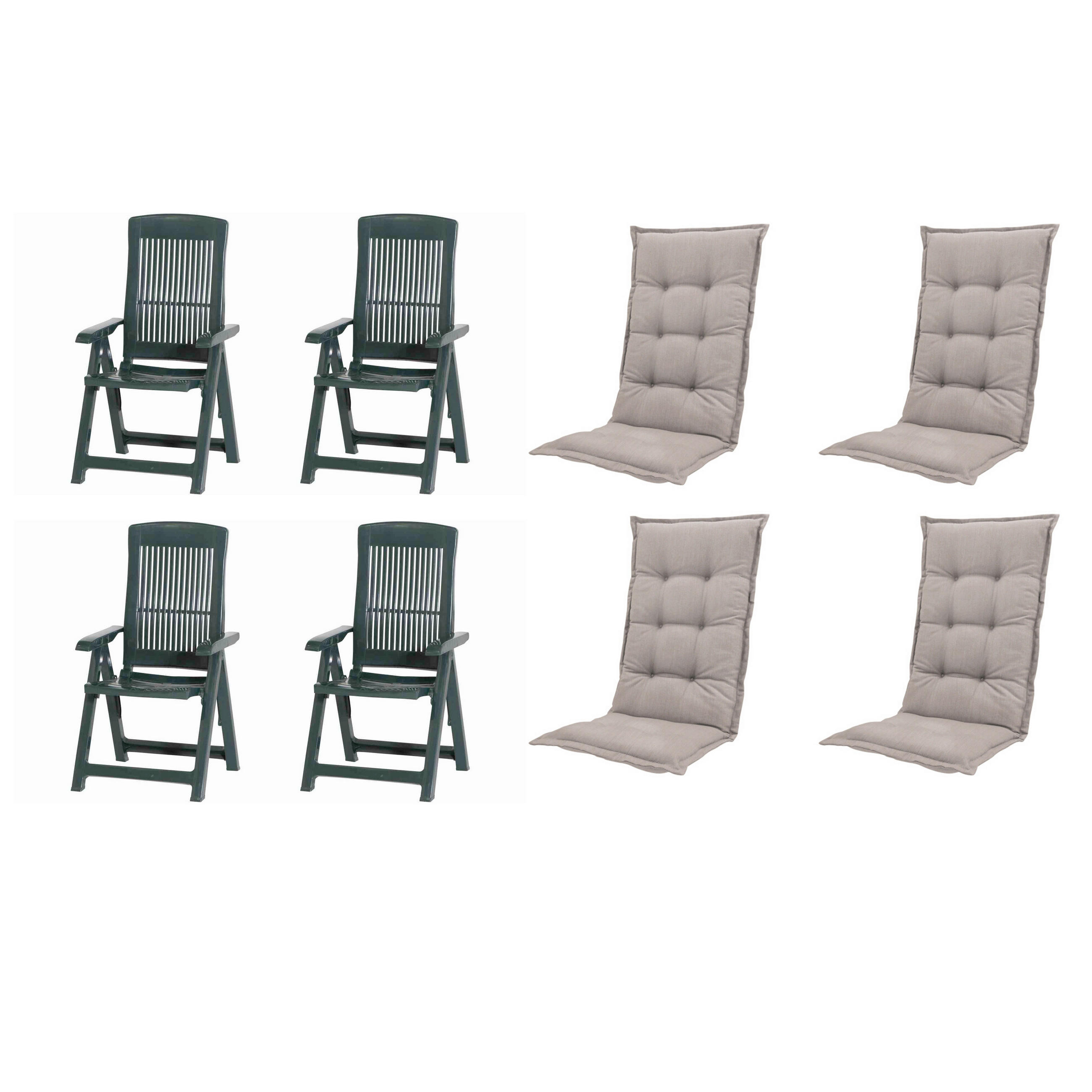 GARTENSTUHL-SET Kunststoff, Textil Grün, Taupe  - Taupe/Grün, MODERN, Kunststoff/Textil (44/111/50cm) - Gardenson