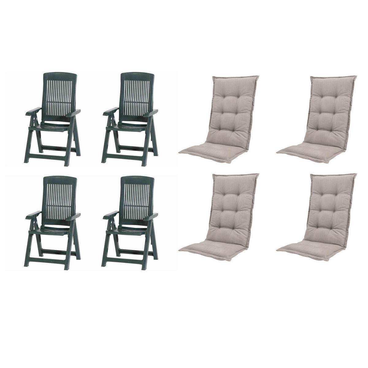 GARTENSTUHL-SET Kunststoff, Textil Grün, Taupe  - Taupe/Grün, MODERN, Kunststoff/Textil (44/111/50cm) - Gardenson