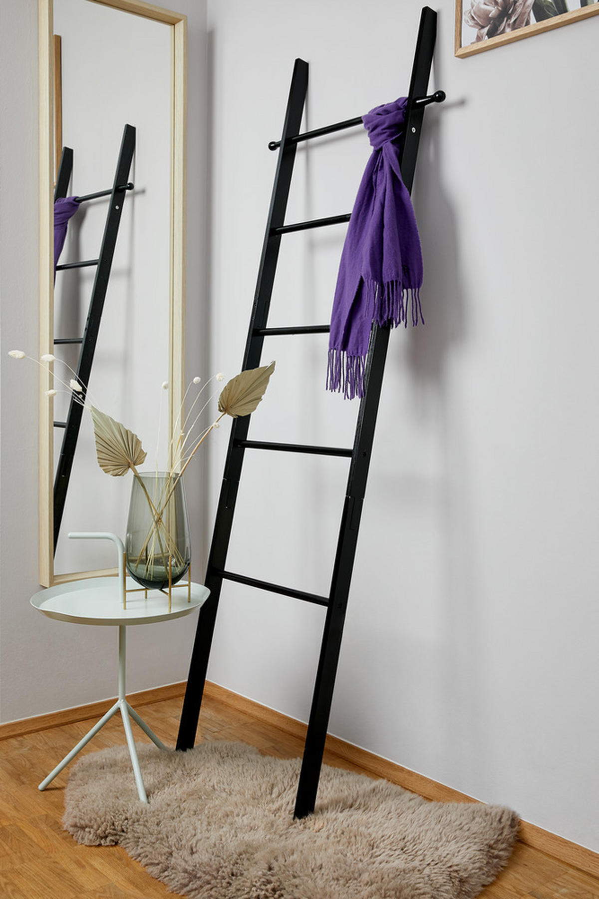 TÖRÖLKÖZŐTARTÓ LÉTRA 43/170/33 cm  - fekete, Basics, fa (43/170/33cm) - Wenko
