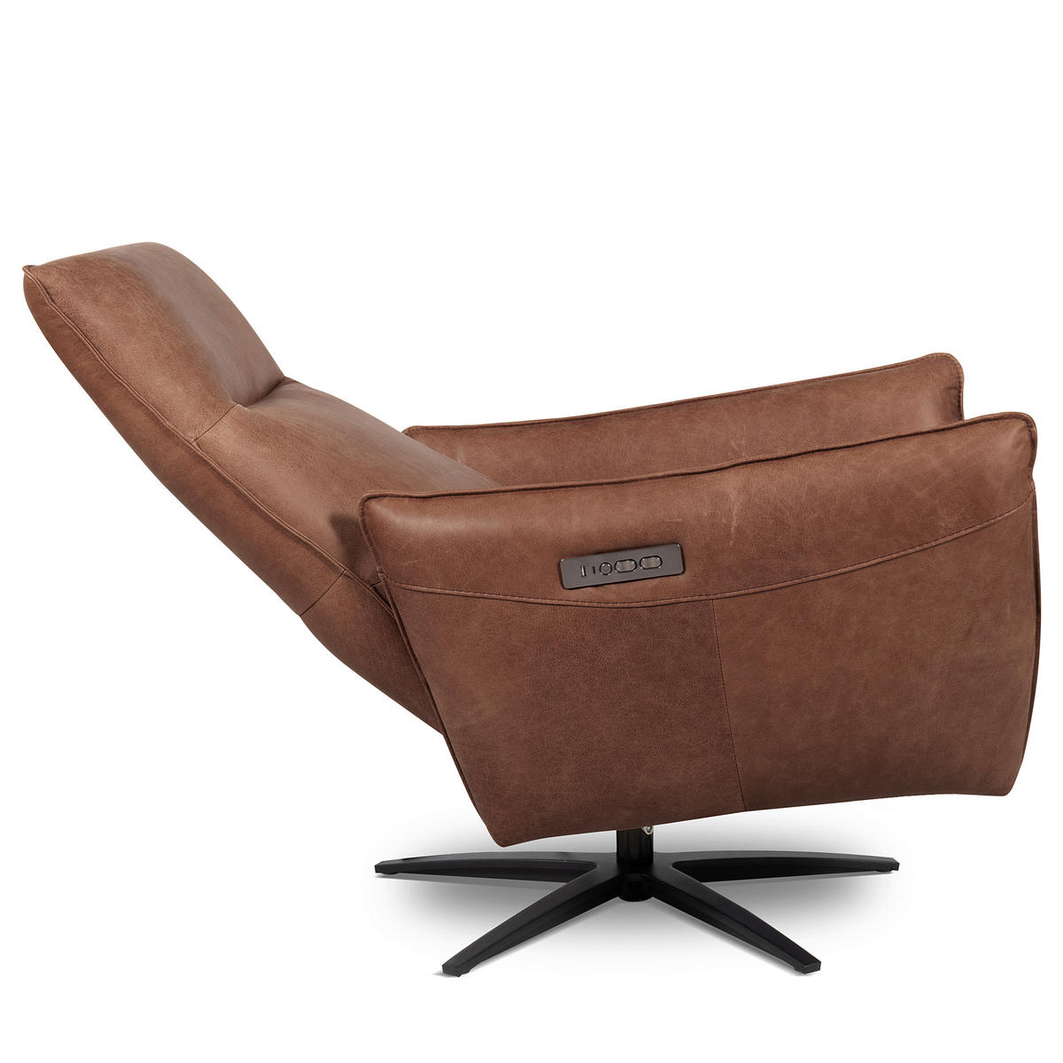 RELAXSESSEL in Leder Rotbraun  - Rotbraun/Schwarz, Design, Leder/Metall (77/107/88cm) - Livetastic