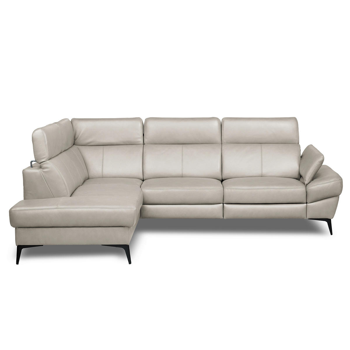 ECKSOFA  in Lederlook Echtleder Platinfarben  211/264 cm  - Platinfarben/Schwarz, Design, Leder/Textil (211/264cm) - Livetastic