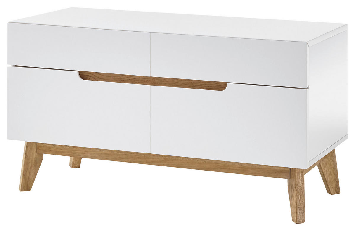 GARDEROBENBANK 97/53/40 cm  - Weiss/Eichefarben, Design, Holz/Holzwerkstoff (97/53/40cm)