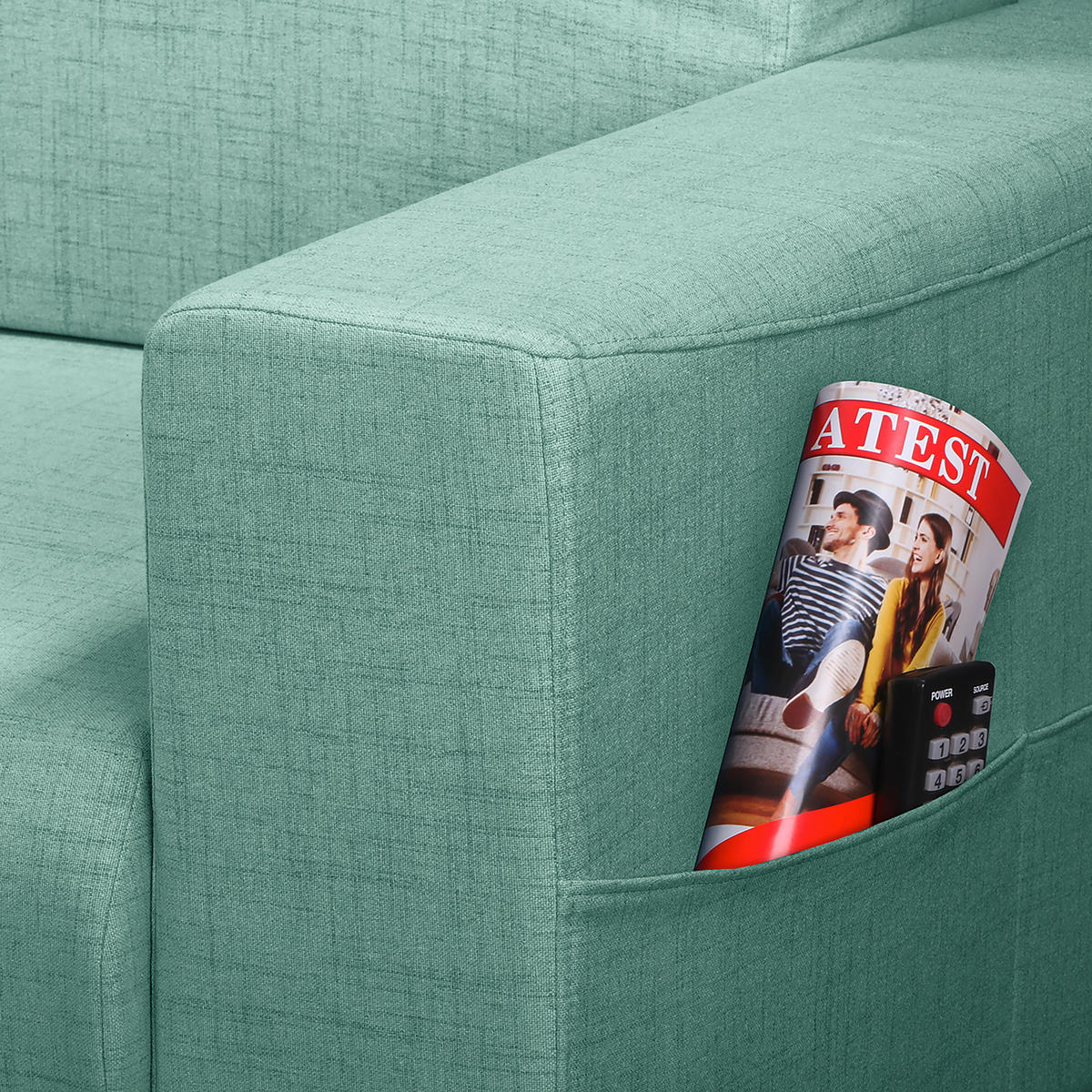ECKSOFA in Textilgeflecht Mintgrün  - Wengefarben/Mintgrün, Design, Holz/Textil (257/174cm) - Livetastic