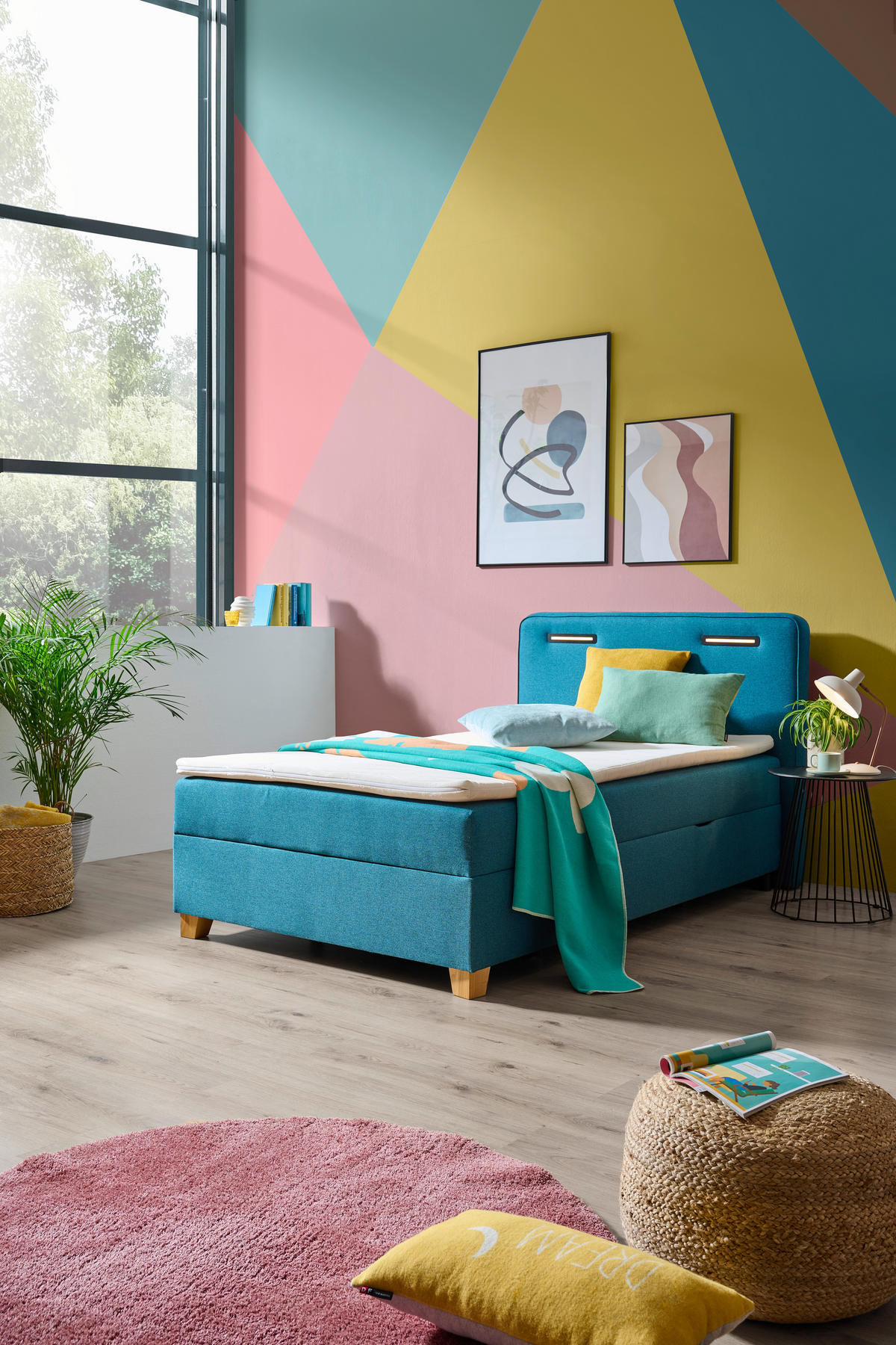 BOXBETT 120/200 cm  in Türkis  - Türkis, KONVENTIONELL, Holz/Textil (120/200cm) - Moderano