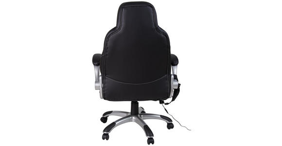CHEFSESSEL in Lederlook Schwarz - Silberfarben/Schwarz, KONVENTIONELL, Textil/Metall (70/124(117)/76,5cm) - Cantus