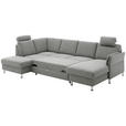 WOHNLANDSCHAFT in Flachgewebe Grau - Chromfarben/Grau, KONVENTIONELL, Textil/Metall (200/217cm) - Voleo
