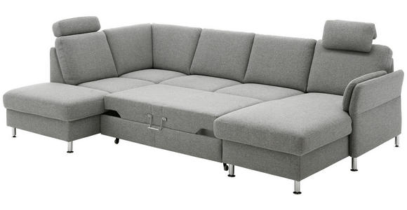 WOHNLANDSCHAFT in Flachgewebe Grau - Chromfarben/Grau, KONVENTIONELL, Textil/Metall (200/217cm) - Voleo