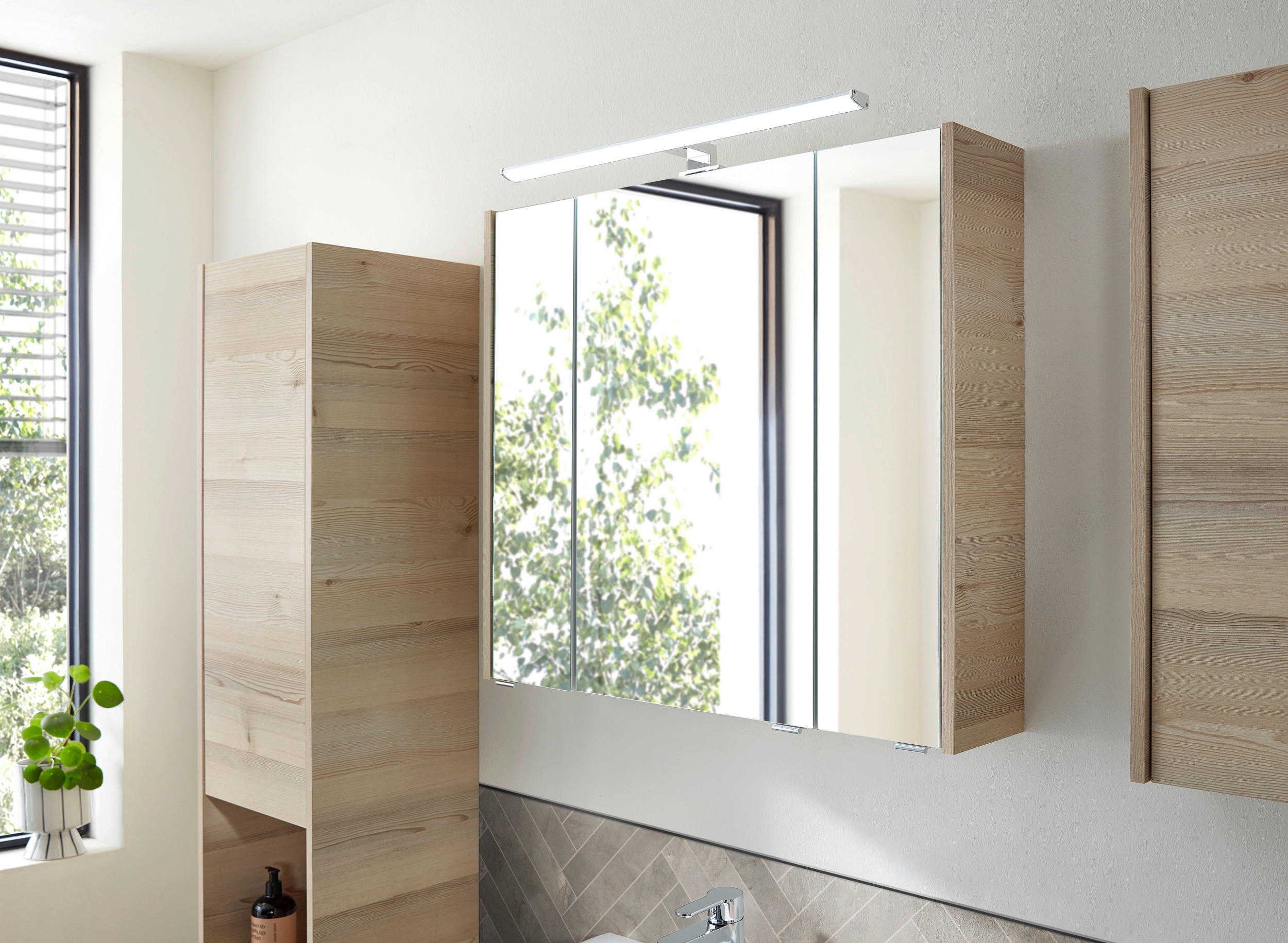 SPIEGELSCHRANK 80/70/20,5 cm  - Chromfarben/Pinienfarben, KONVENTIONELL, Glas/Holzwerkstoff (80/70/20,5cm) - Xora