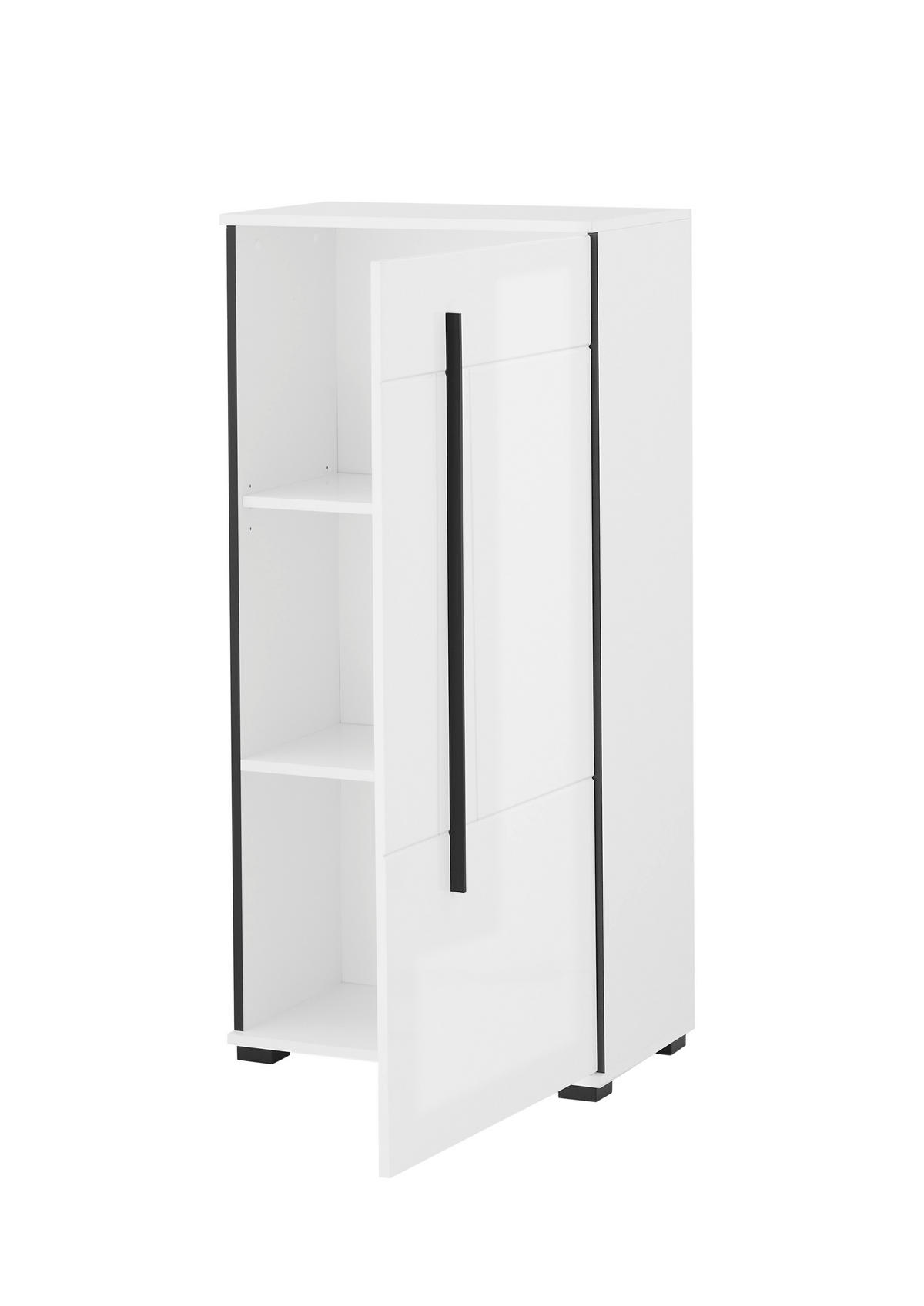 HIGHBOARD  60/126/37 cm  - Weiß Hochglanz/Schwarz, Design, Holzwerkstoff/Kunststoff (60/126/37cm) - Livetastic