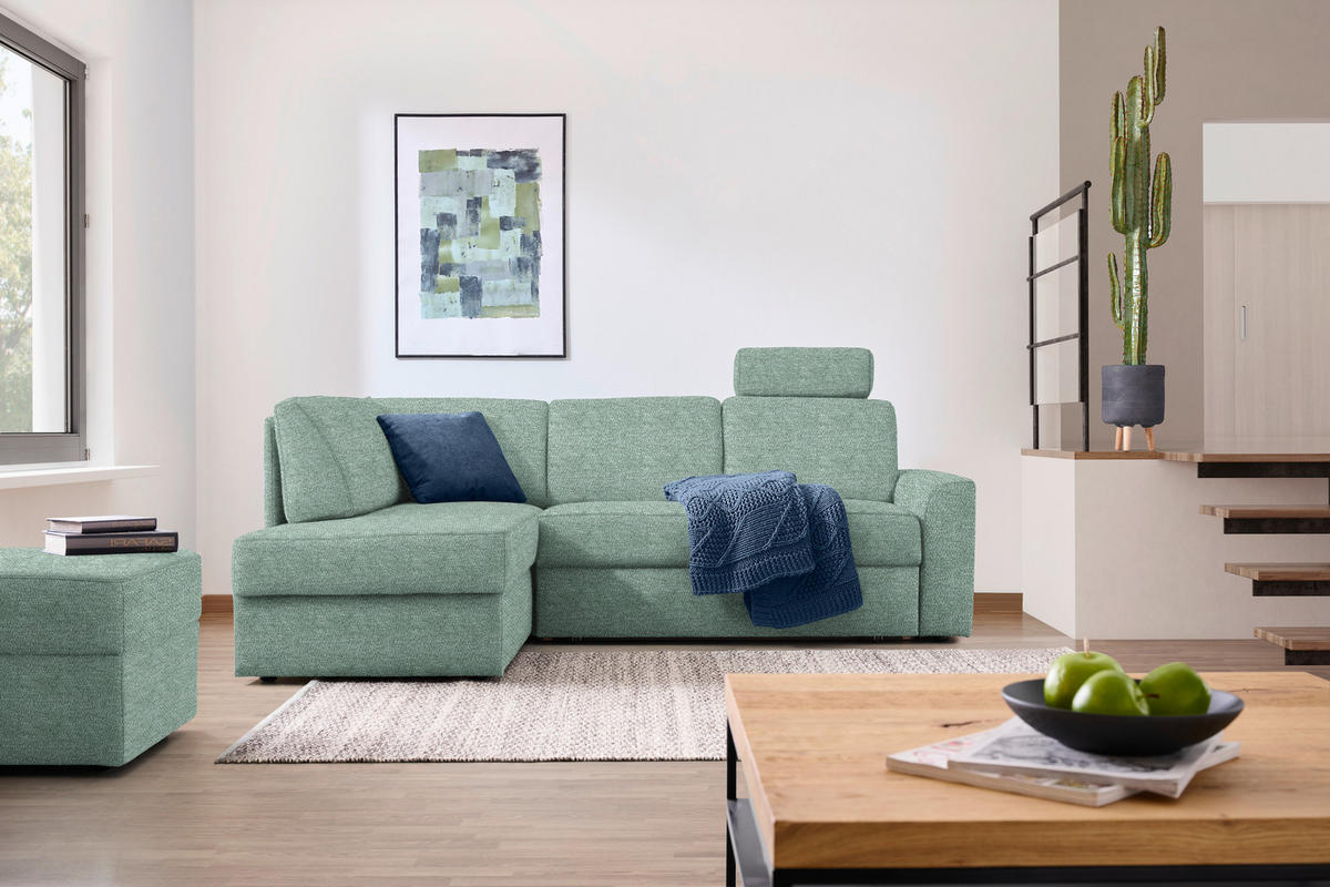 ECKSOFA in Webstoff Türkis  - Türkis/Schwarz, Konventionell, Kunststoff/Textil (165/224cm) - Xora