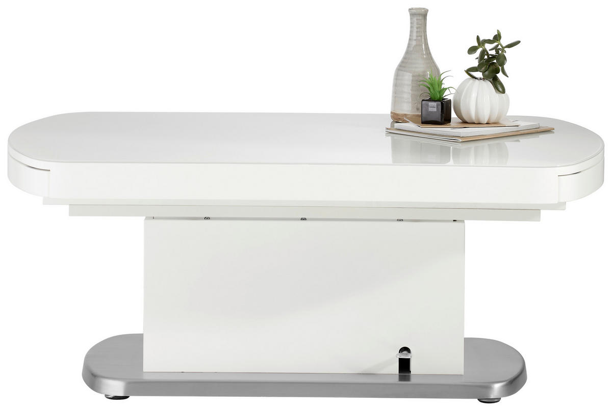 COUCHTISCH in Metall, Glas, Holzwerkstoff 120/75/50 cm  - Silberfarben/Weiß, KONVENTIONELL, Glas/Holzwerkstoff (120/75/50cm) - Venda