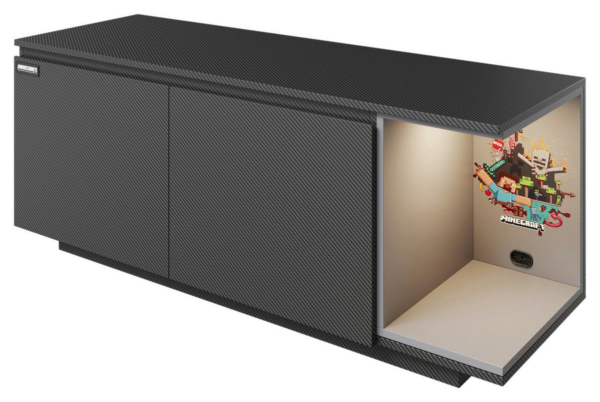 LOWBOARD  in 125/50/39 cm  - Schwarz, MODERN, Holzwerkstoff (125/50/39cm) - Minecraft
