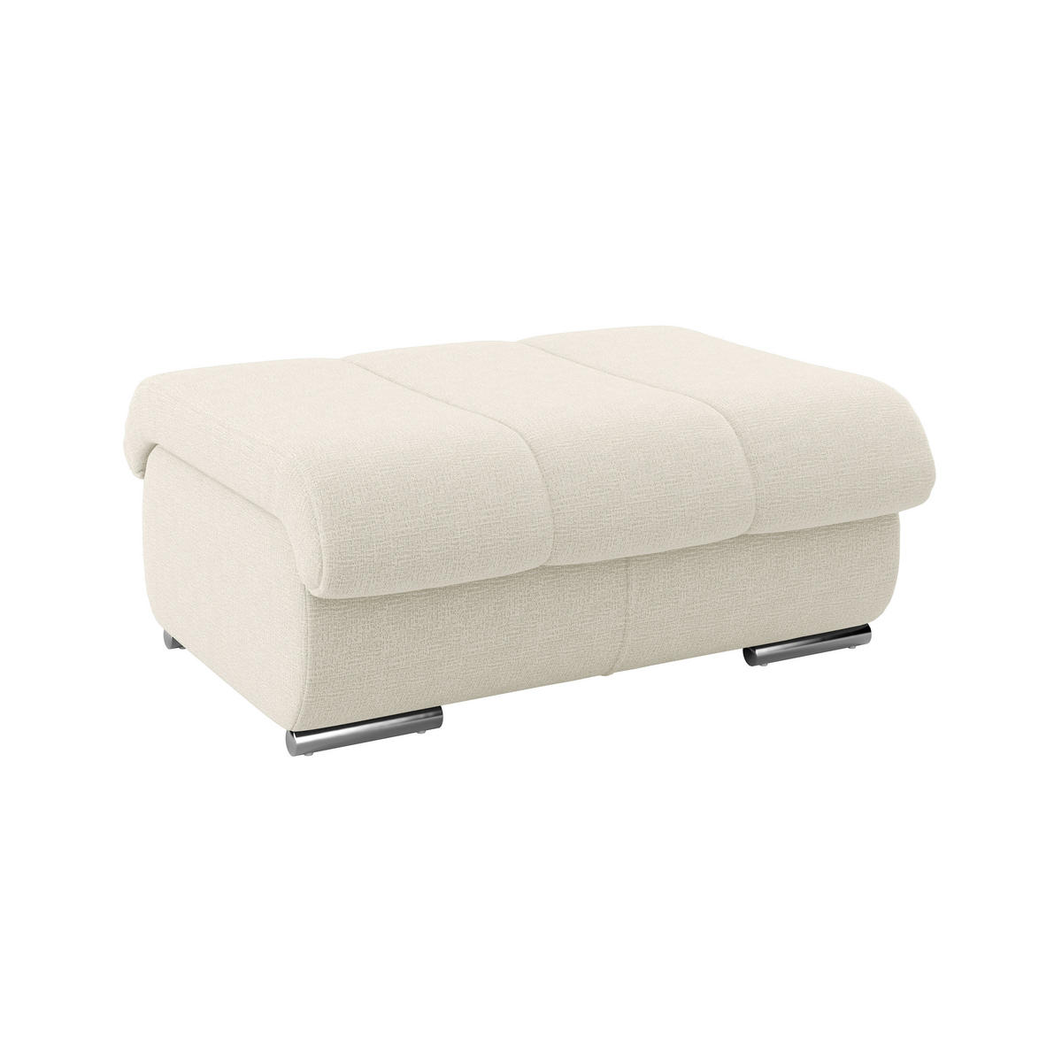 HOCKER Textil Elfenbein  - Chromfarben/Elfenbein, Modern, Textil/Metall (100/43/80cm) - Livetastic