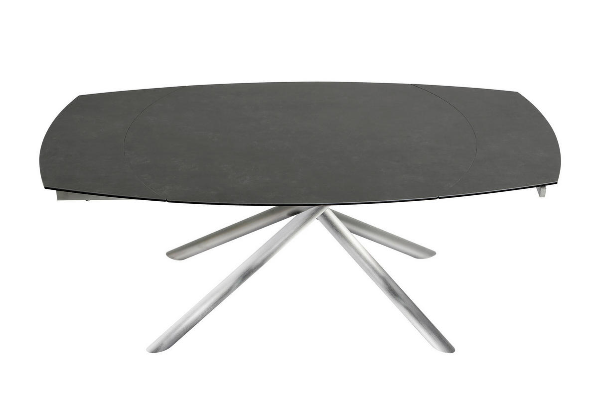 ESSTISCH 130-190/100/77 cm  Metall, Glas, Keramik ausziehbar rechteckig Anthrazit, Edelstahlfarben  - Edelstahlfarben/Anthrazit, Design, Glas/Keramik (130-190/100/77cm) - Novel