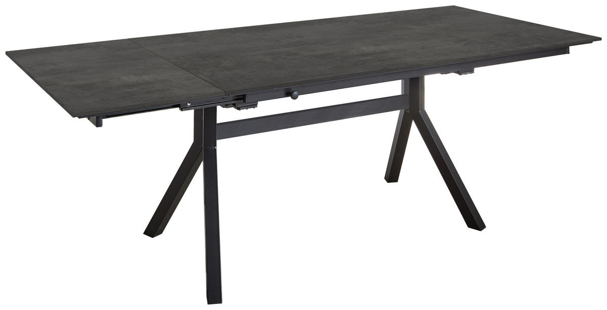 ESSTISCH Schwarz rechteckig  ausziehbar, in verschiedenen Größen erhältlich, in verschiedenen Holzdekoren erhältlich  - Schwarz, Basics, Holzwerkstoff/Metall (180-280/95/76cm) - Celina Home