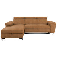 ECKSOFA in Velours Bernsteinfarben  - Bernsteinfarben/Schwarz, Modern, Textil/Metall (176/258cm) - MID.YOU