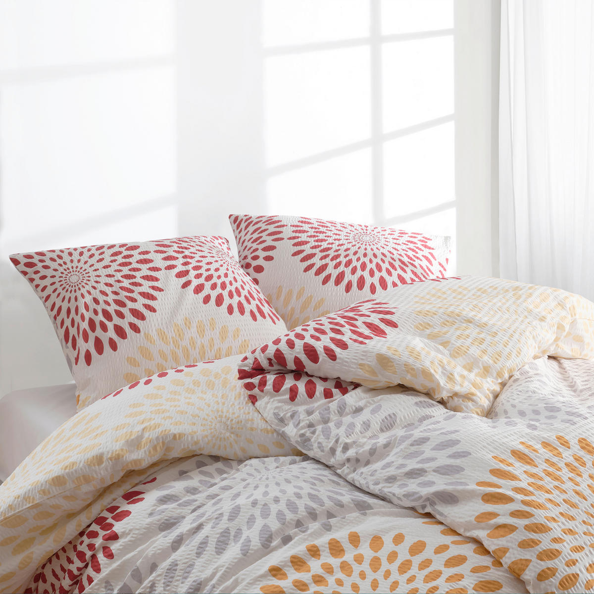 BETTWÄSCHE 2-teilig Seersucker 135/200 cm  - Rot, Basics, Textil (135/200cm) - Florella