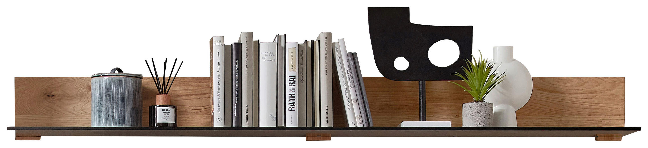 FALIPOLC 145/14/20 cm tölgyfa színű  - tölgyfa színű, Design, faalapú anyag/üveg (145/14/20cm) - Novel