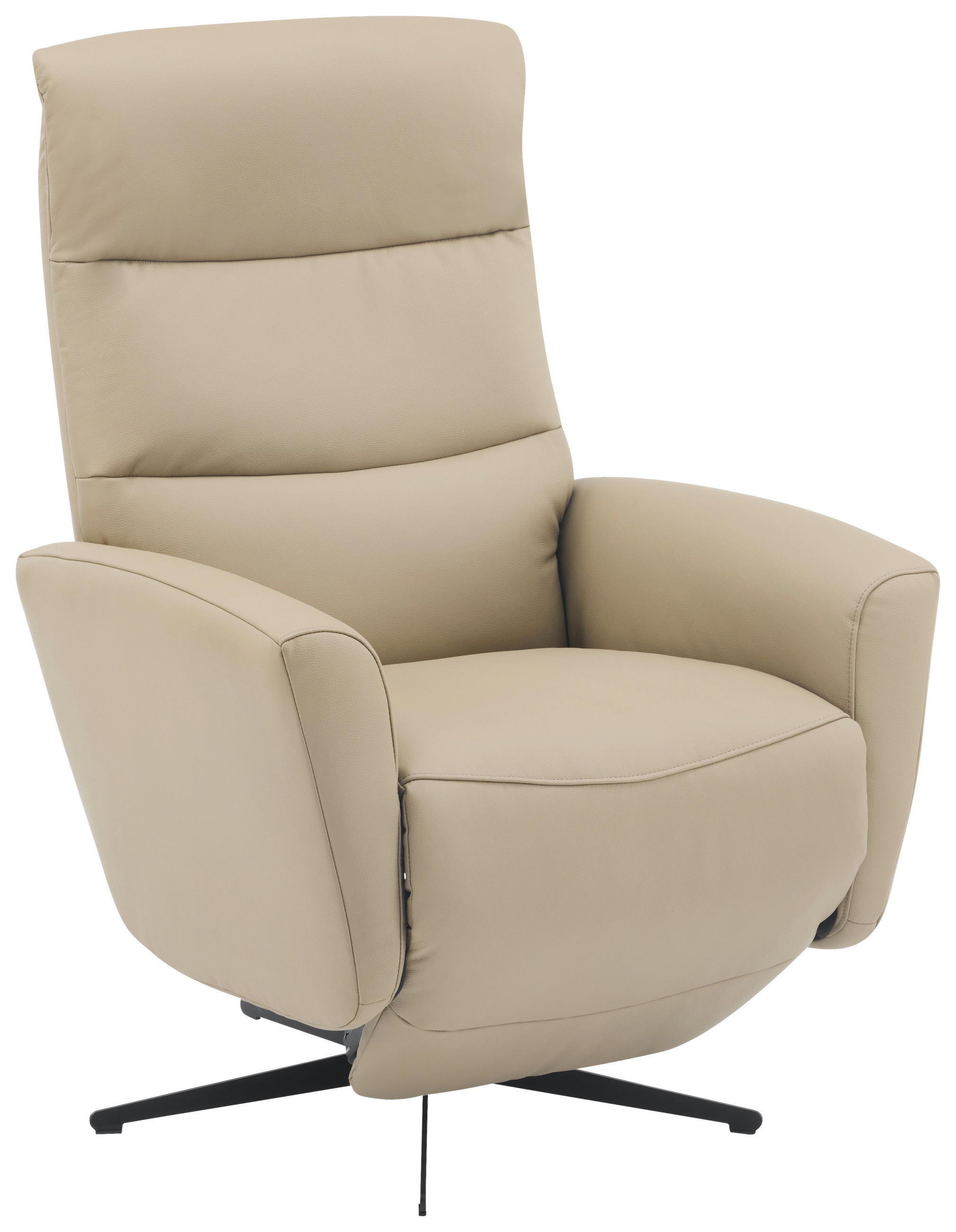 RELAXSESSEL Lederlook Echtleder Fußteilverstellung    - Taupe/Schwarz, Design, Leder/Textil (76/112/80cm) - Livetastic