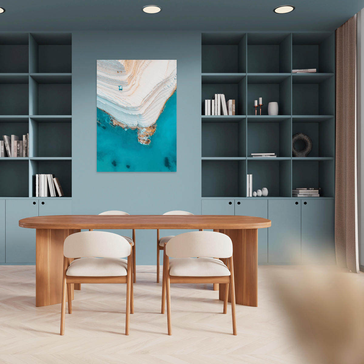 LEINWANDBILD Landschaft & Natur, Abstraktes 60/80 cm  - Blau/Weiß, Basics, Holz/Textil (60/80cm)