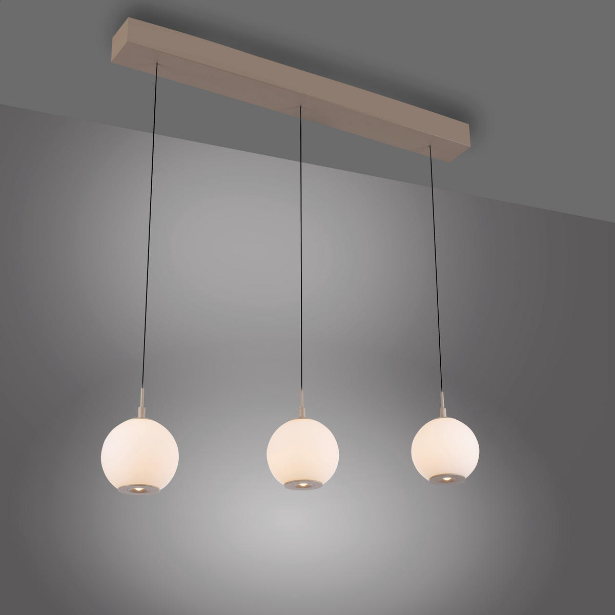 LED-HÄNGELEUCHTE Sandora  - Sandfarben, Design, Glas/Kunststoff (90/15cm) - Paul Neuhaus
