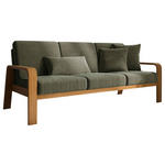 3-SITZER-SOFA Mikrofaser Olivgrün  - Eichefarben/Olivgrün, KONVENTIONELL, Holz/Textil (200/91/93cm) - Cantus