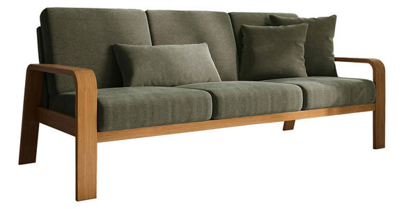 3-SITZER-SOFA Mikrofaser Olivgrün  - Eichefarben/Olivgrün, KONVENTIONELL, Holz/Textil (200/91/93cm) - Cantus