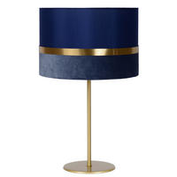 TISCHLEUCHTE - Blau/Goldfarben, Design, Textil/Metall (30/30/50cm) - Lucide