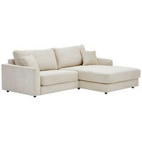 ECKSOFA Beige Cord  - Beige/Schwarz, Design, Kunststoff/Textil (240/175cm) - Landscape