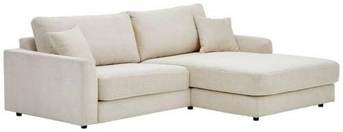 ECKSOFA Beige Cord  - Beige/Schwarz, Design, Kunststoff/Textil (240/175cm) - Landscape