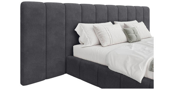 POLSTERBETT gepolstertes Kopfteil, Lattenrost, Bettkasten Anthrazit 160/200 cm  - Anthrazit/Schwarz, Design, Holz/Kunststoff (160/200cm) - Carryhome