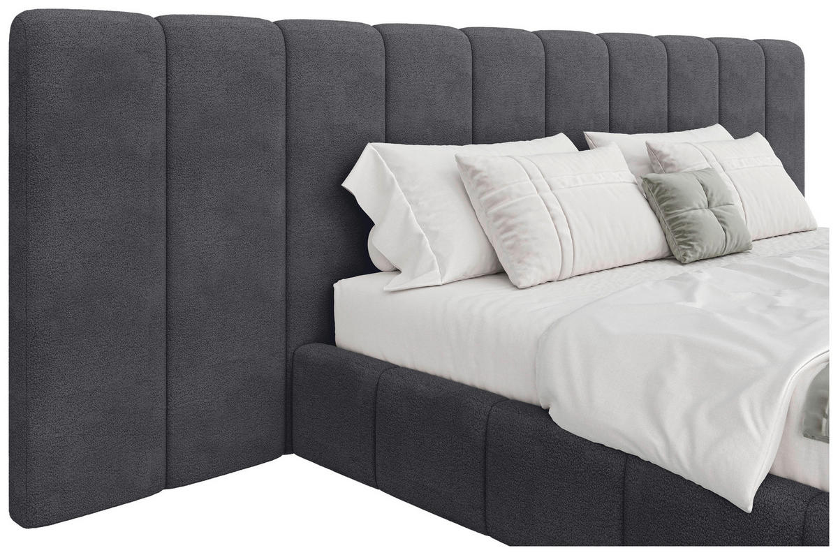 POLSTERBETT 180/200 cm  Anthrazit  - Anthrazit/Schwarz, Design, Holz/Kunststoff (180/200cm) - Carryhome