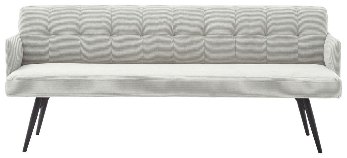 SITZBANK 206/85/69 cm Cord Hellgrau Metall  - Hellgrau/Schwarz, Design, Textil/Metall (206/85/69cm) - Johann Jakob