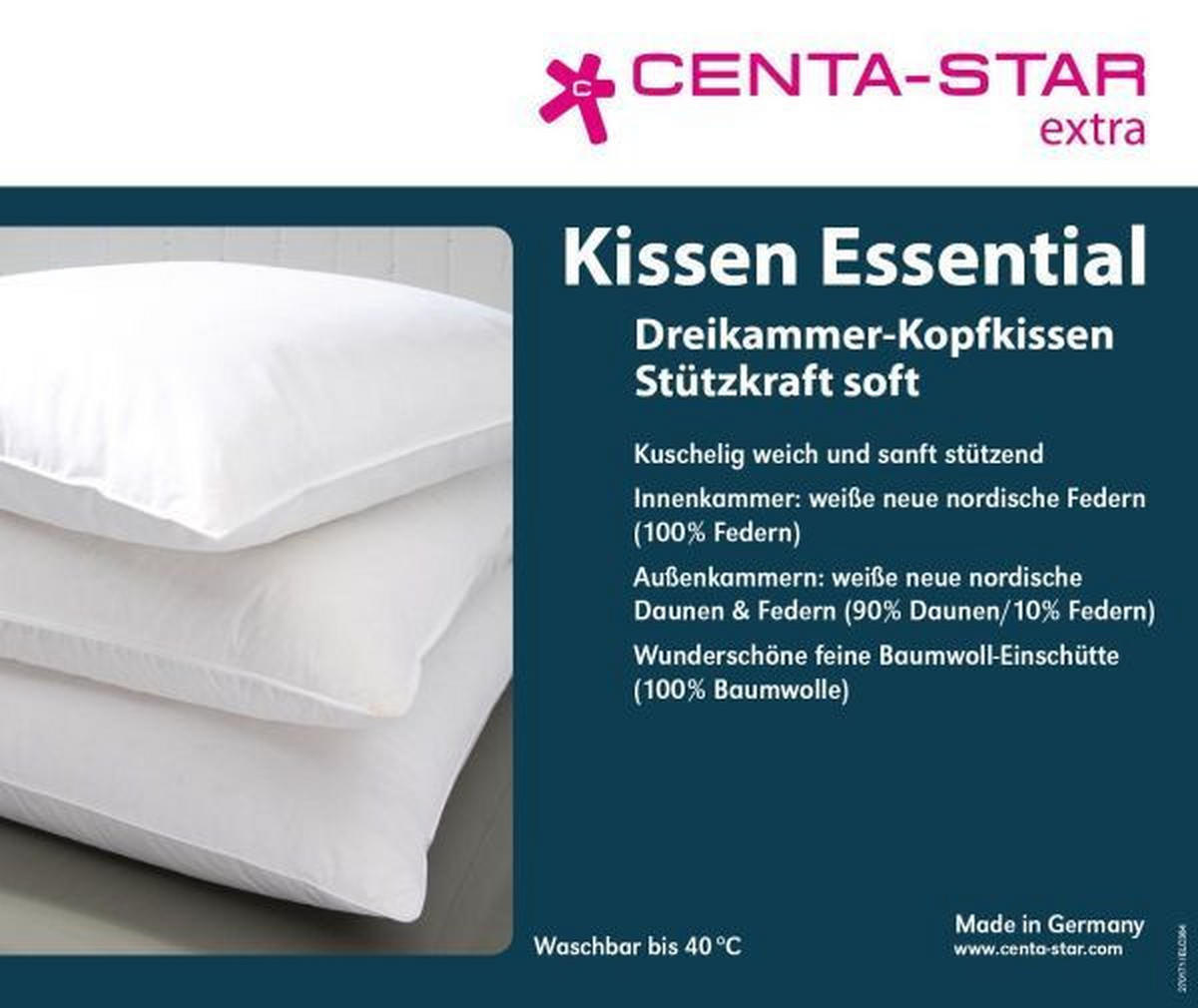 3-KAMMER-KISSEN  Essential  80/80 cm       - Weiß, Design, Textil (80/80cm) - Centa-Star