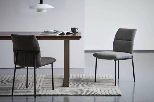 STUHL  in Eisen Bouclé  - Schwarz/Grau, Modern, Textil/Metall (50/85/62cm) - Hom`in