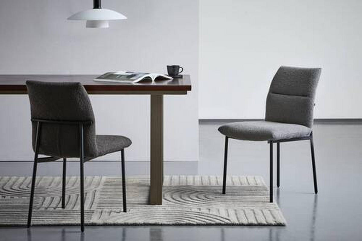 STUHL  in Eisen Bouclé  - Schwarz/Grau, Modern, Textil/Metall (50/85/62cm) - Hom`in