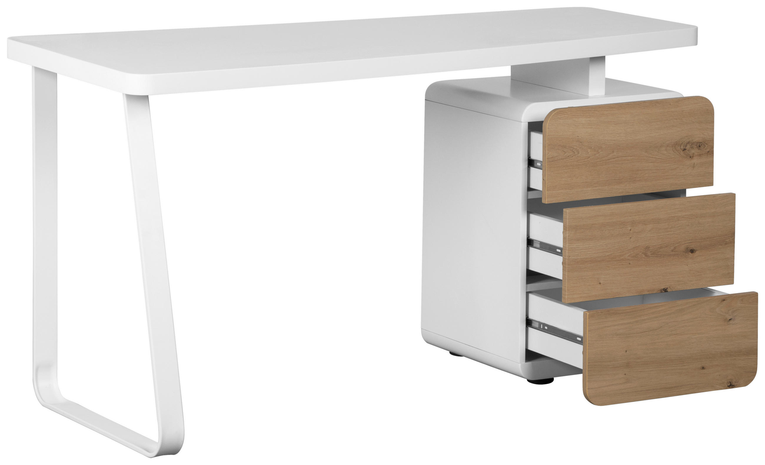 SCHREIBTISCH  in Weiß, Eichefarben  - Eichefarben/Weiß, LIFESTYLE, Holzwerkstoff/Metall (140/75/60cm) - MID.YOU
