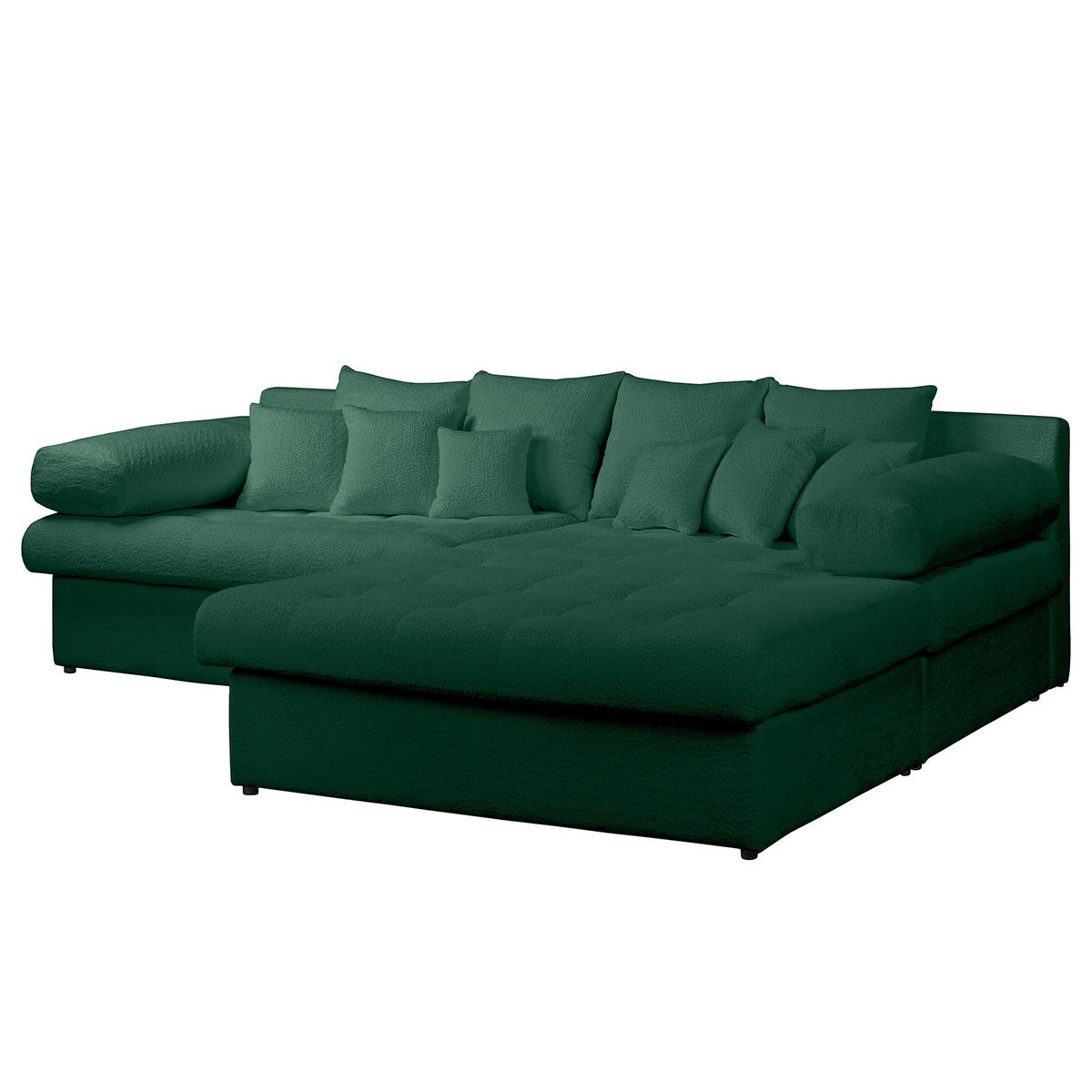 ECKSOFA Naomi in Chenille Grün Rückenkissen  284/243 cm  - Schwarz/Grün, Design, Kunststoff/Textil (284/243cm) - P & B