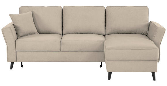 ECKSOFA in Velours Beige - Beige/Schwarz, KONVENTIONELL, Holz/Textil (244/159cm) - Carryhome
