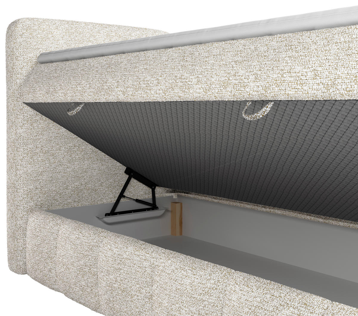 BOXBETT 160/200 cm,  in Creme, Bettkasten, Topper, Matratzen, H3 = fest  - Creme/Schwarz, KONVENTIONELL, Kunststoff/Textil (160/200cm) - Carryhome